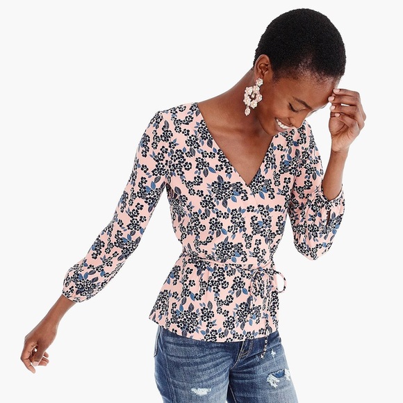 NWOT J.CREW Drapey Crepe Faux Wrap Blouse - Picture 2 of 3